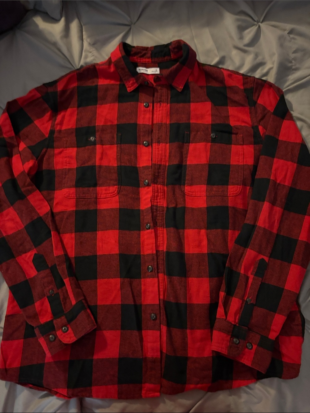 Sonoma Red and Black Buffalo Plaid Button-Down Shirt